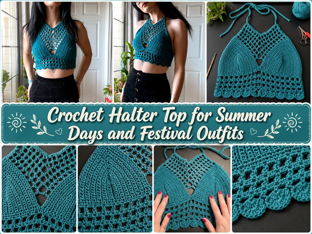 Crochet Halter Top for Summer Days and Festival Outfits