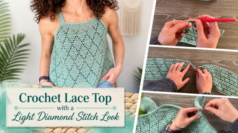 Crochet Lace Top with a Light Diamond Stitch Look