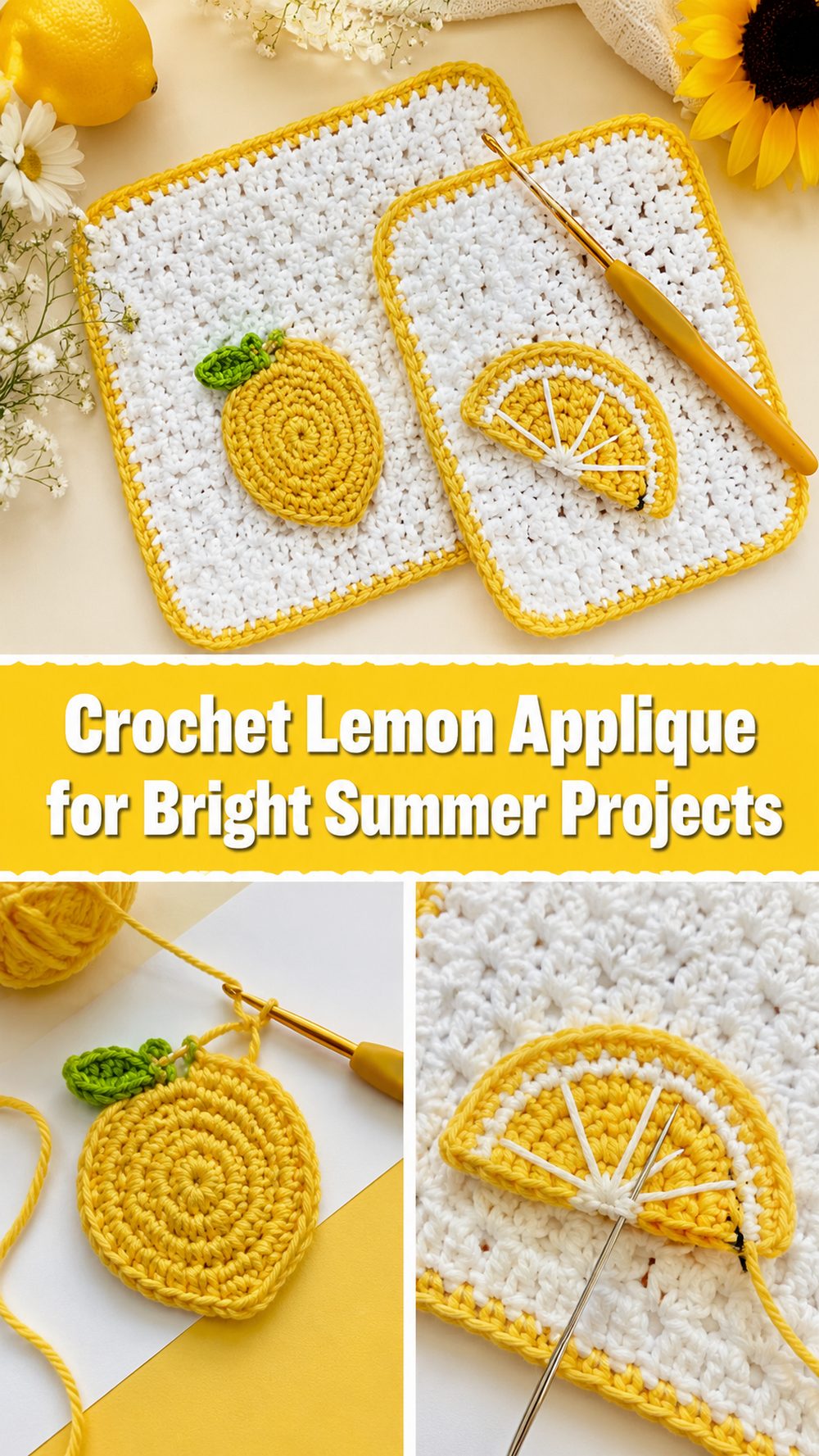 Crochet Lemon Applique for Bright Summer Projects