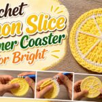 Crochet Lemon Slice Summer Coaster for Bright