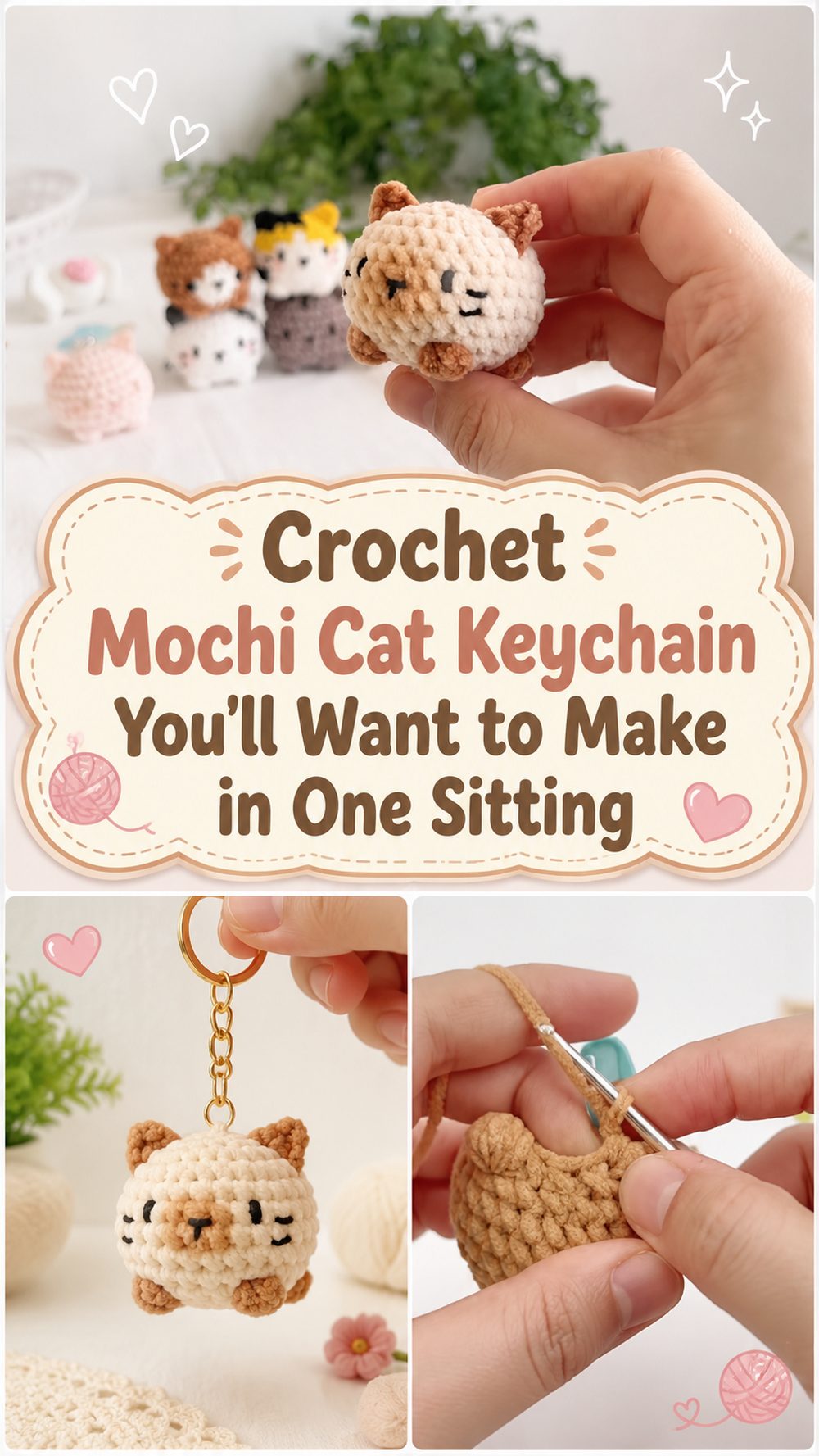 Crochet Mochi Cat Keychain You’ll Want to Make in One Sitting