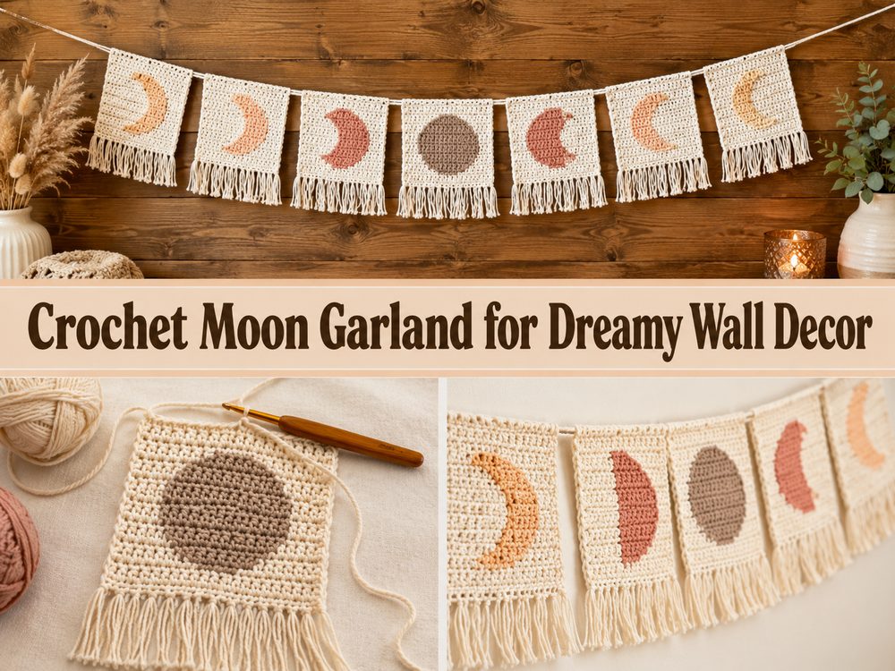 Crochet Moon Garland for Dreamy Wall Decor s