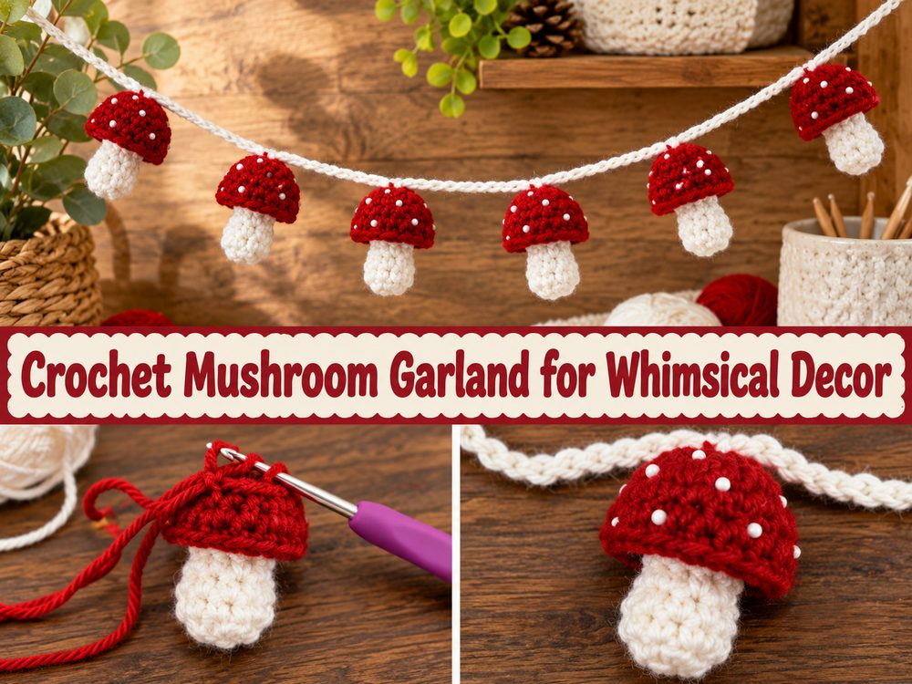 Crochet Mushroom Garland for Whimsical Decor vs