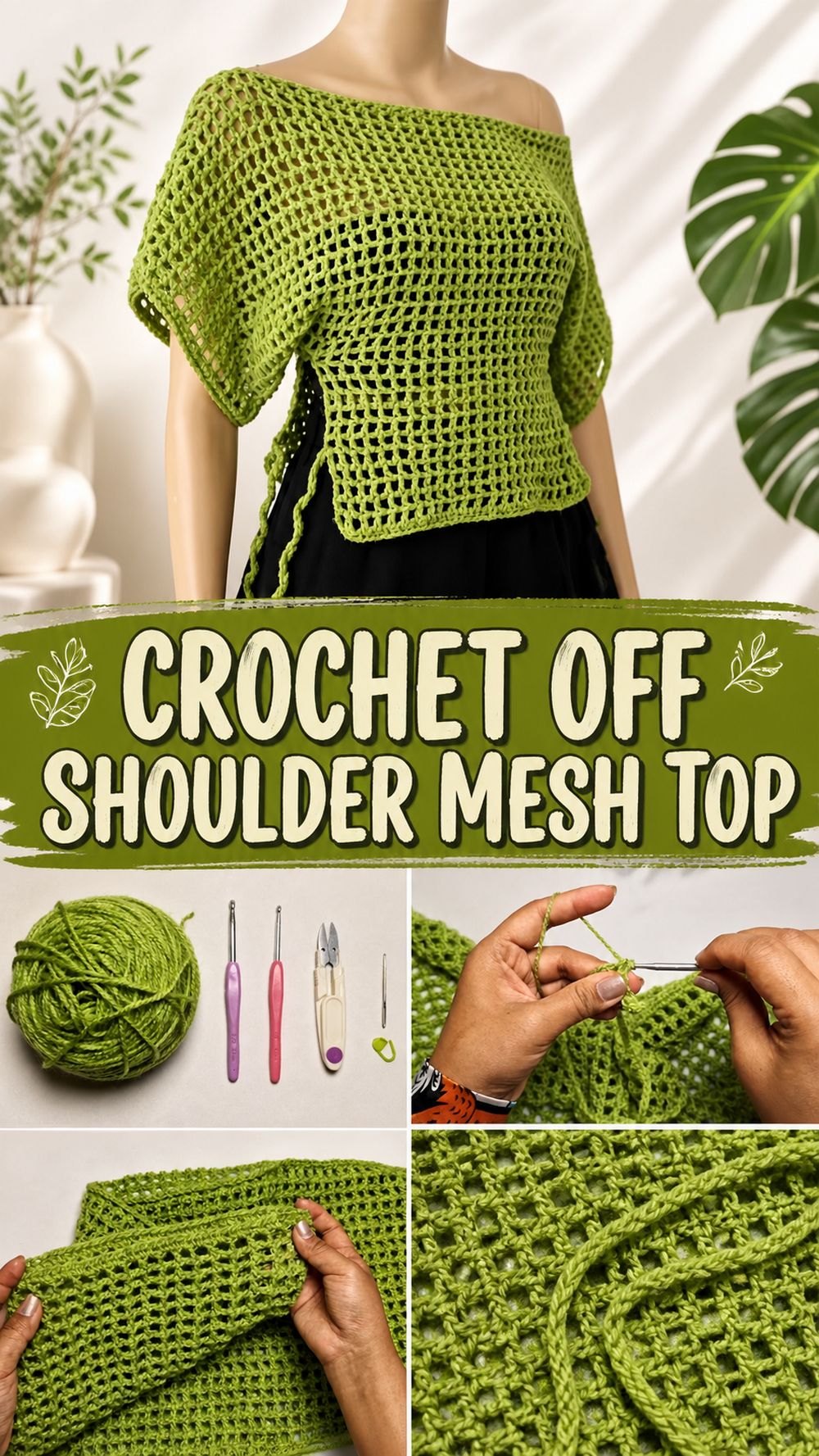 Crochet Off Shoulder Mesh Top