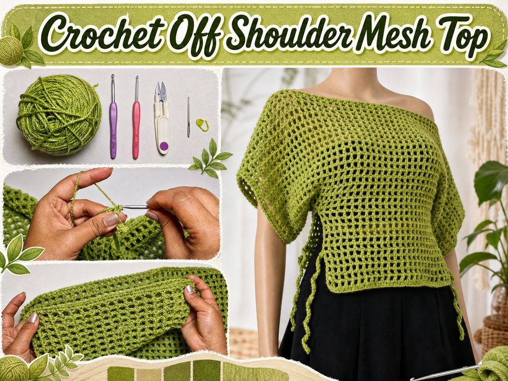 Crochet Off Shoulder Mesh Top