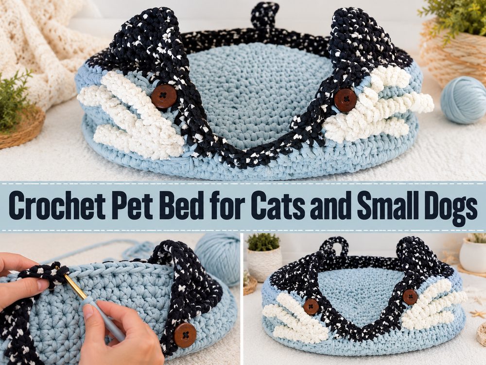 Crochet Pet Bed for Cats and Small Dogs s
