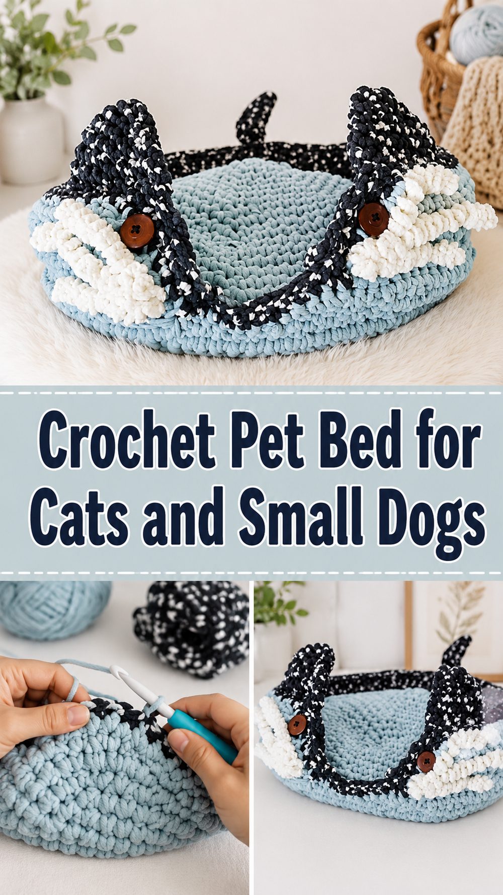Crochet Pet Bed for Cats and Small Dogs