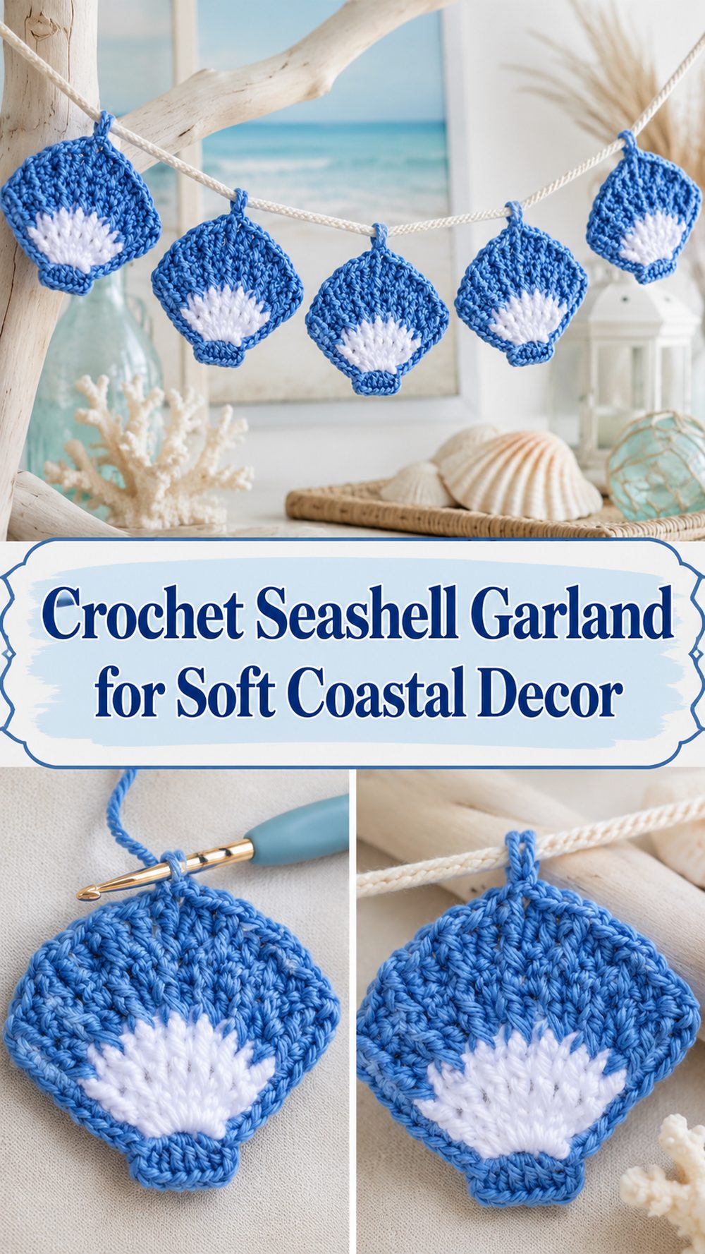 Crochet Seashell Garland for Soft Coastal Decor