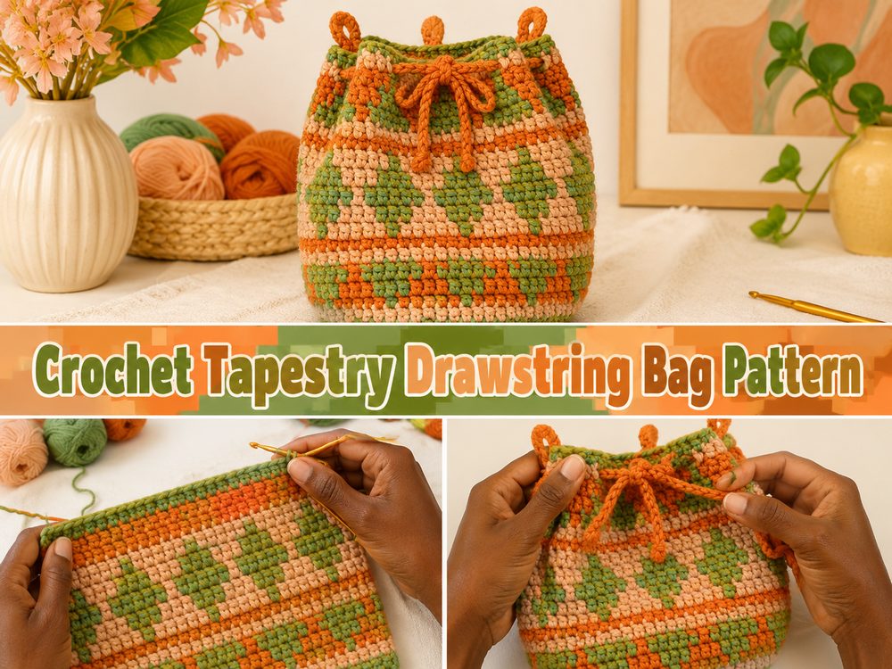 Crochet Tapestry Drawstring Bag Pattern s