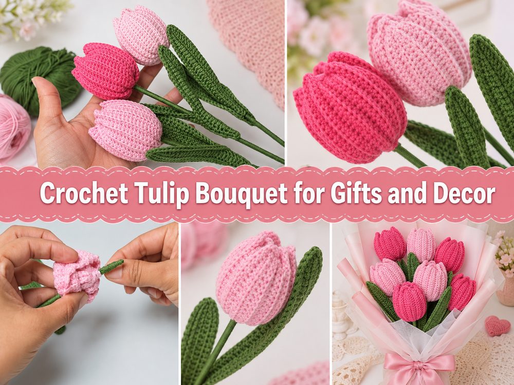 Crochet Tulip Bouquet for Gifts and Decor