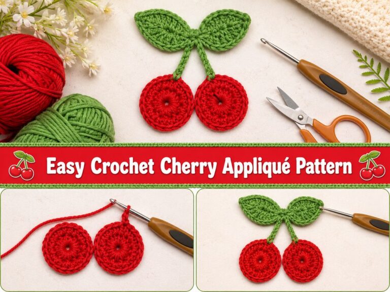 Easy Crochet Cherry Appliqué Pattern a