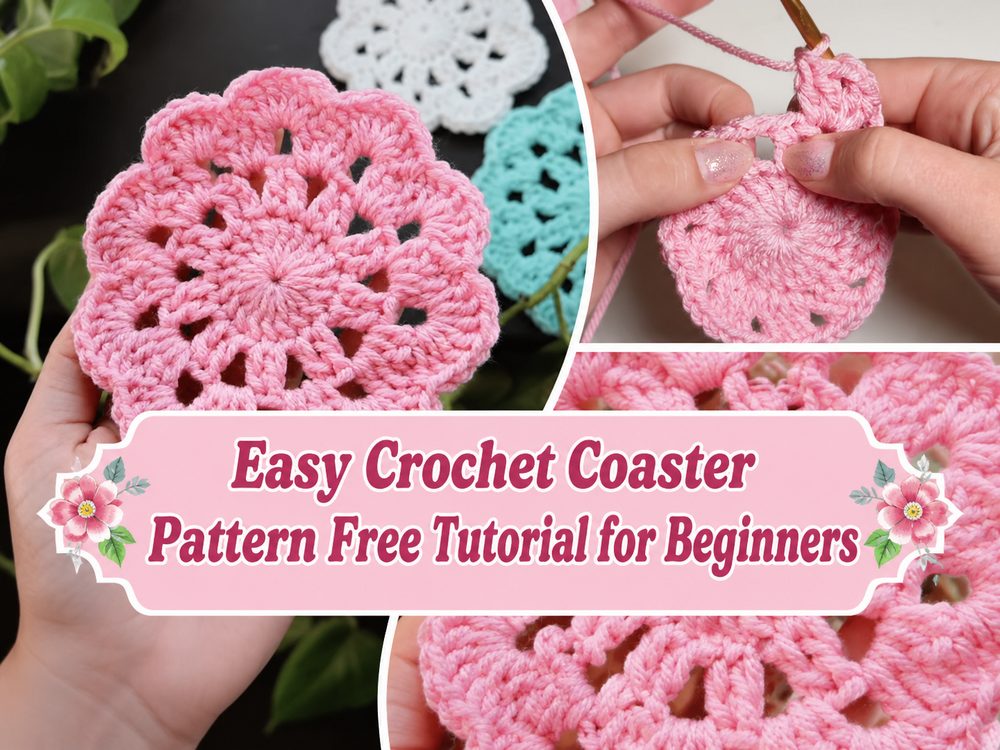 Easy Crochet Coaster Pattern Free Tutorial for Beginners