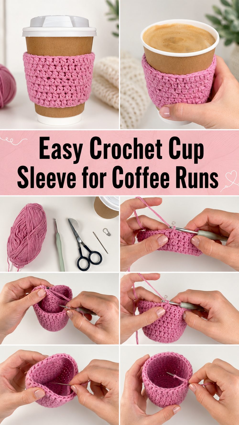 Easy Crochet Cup Sleeve for Coffee Runs
