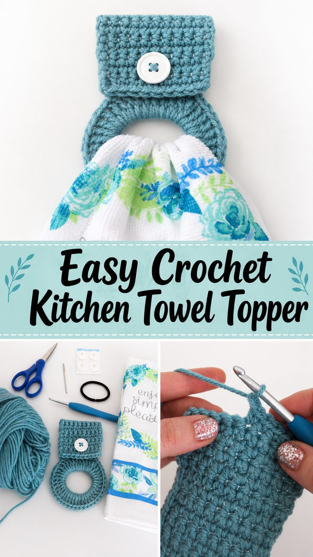 Easy Crochet Kitchen Towel Topper