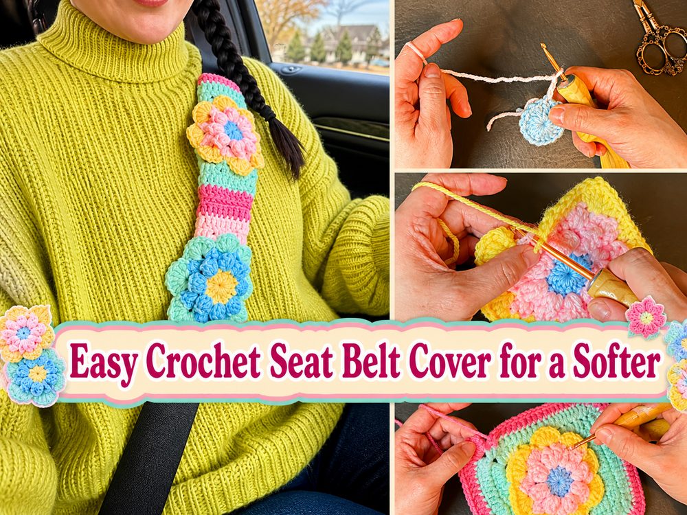 Easy Crochet Seat Belt Cover for a Softer