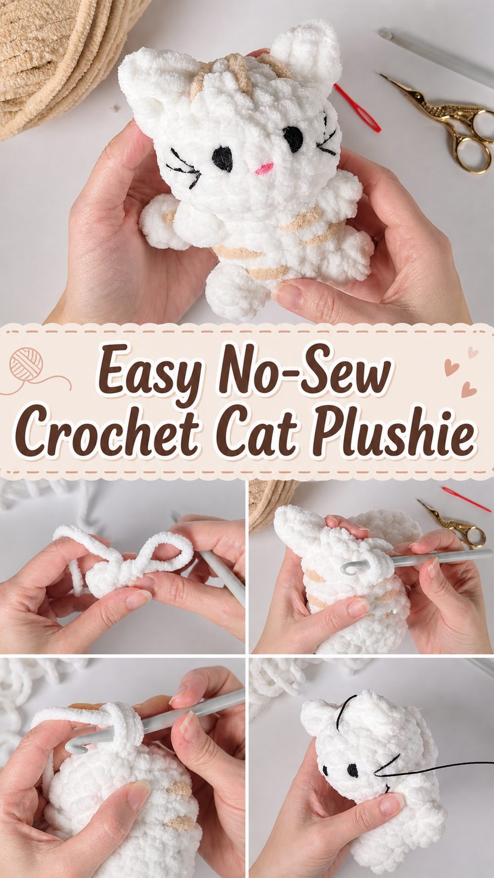 Easy No-Sew Crochet Cat Plushie