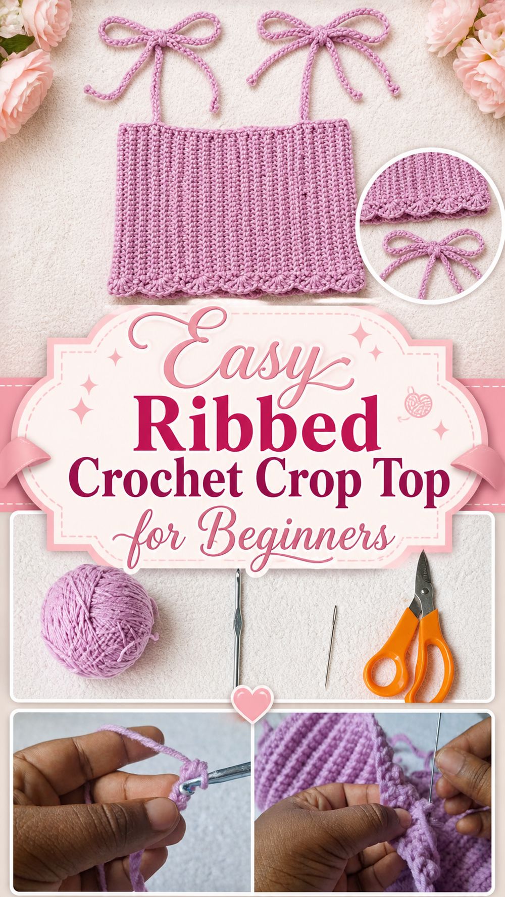 Easy Ribbed Crochet Crop Top for Beginners