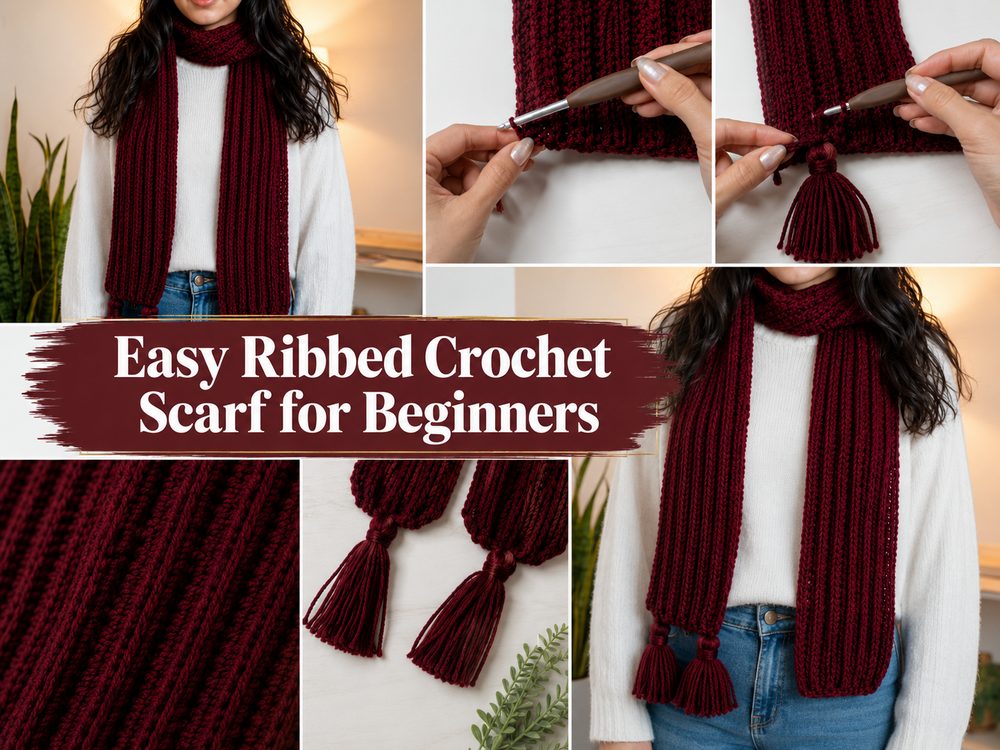 Easy Ribbed Crochet Scarf for Beginners
