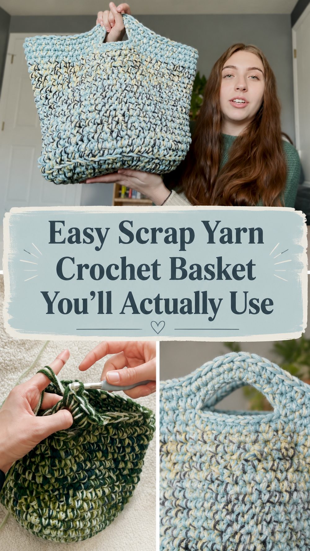 Easy Scrap Yarn Crochet Basket You’ll Actually Use