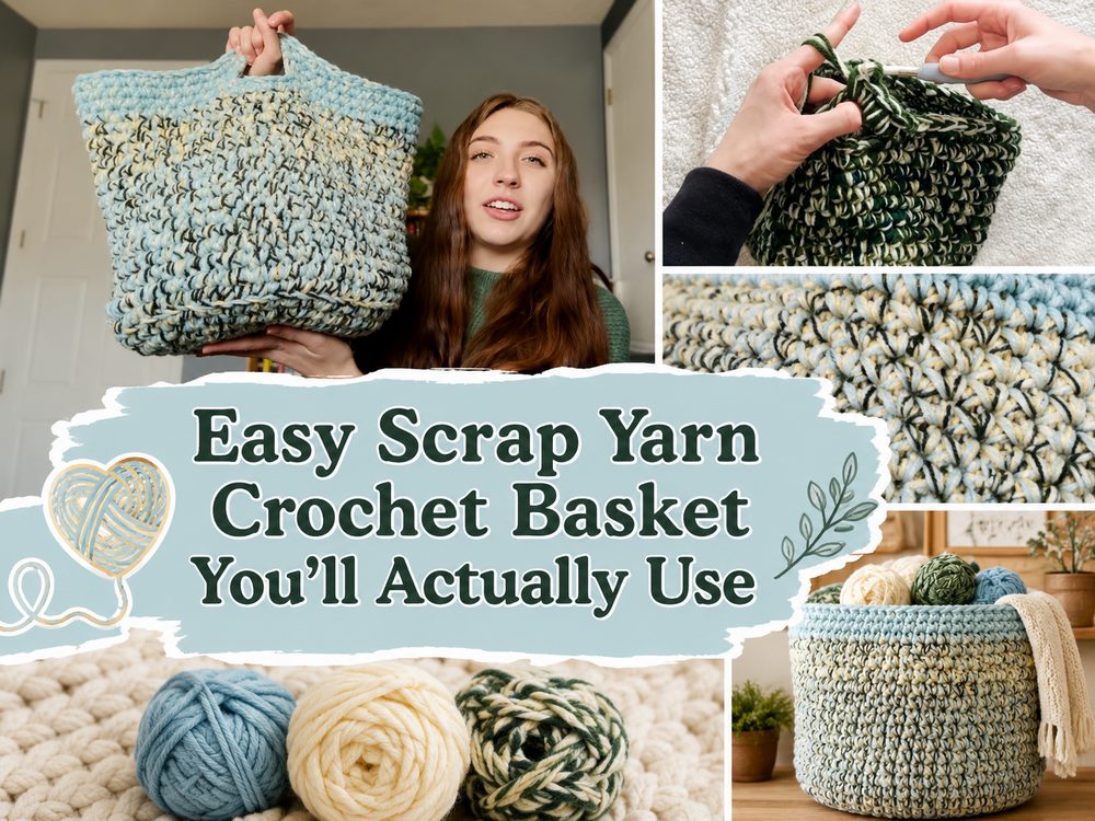 Easy Scrap Yarn Crochet Basket You’ll Actually Use
