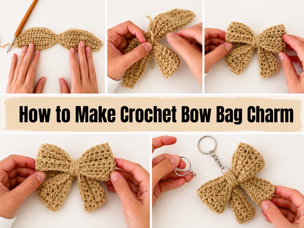 How to Make Crochet Bow Bag Charm