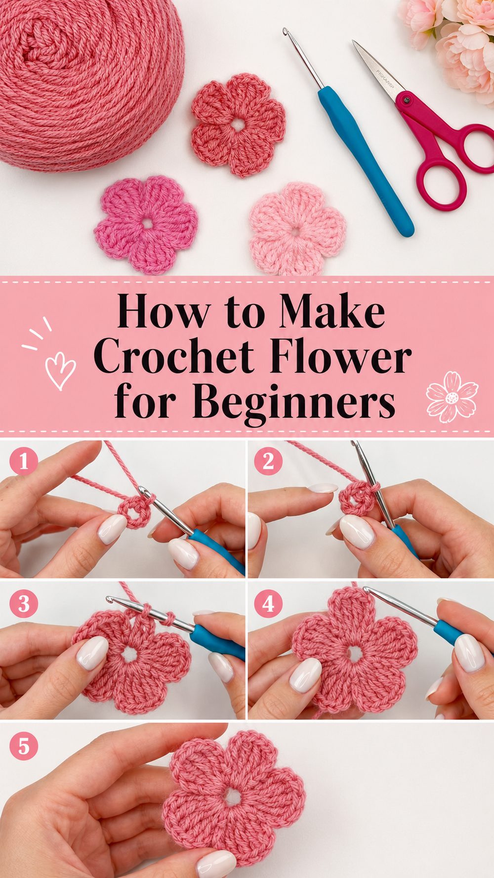 How to Make Crochet Flower for Beginners