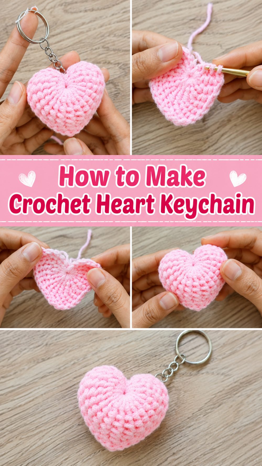 How to Make Crochet Heart Keychain