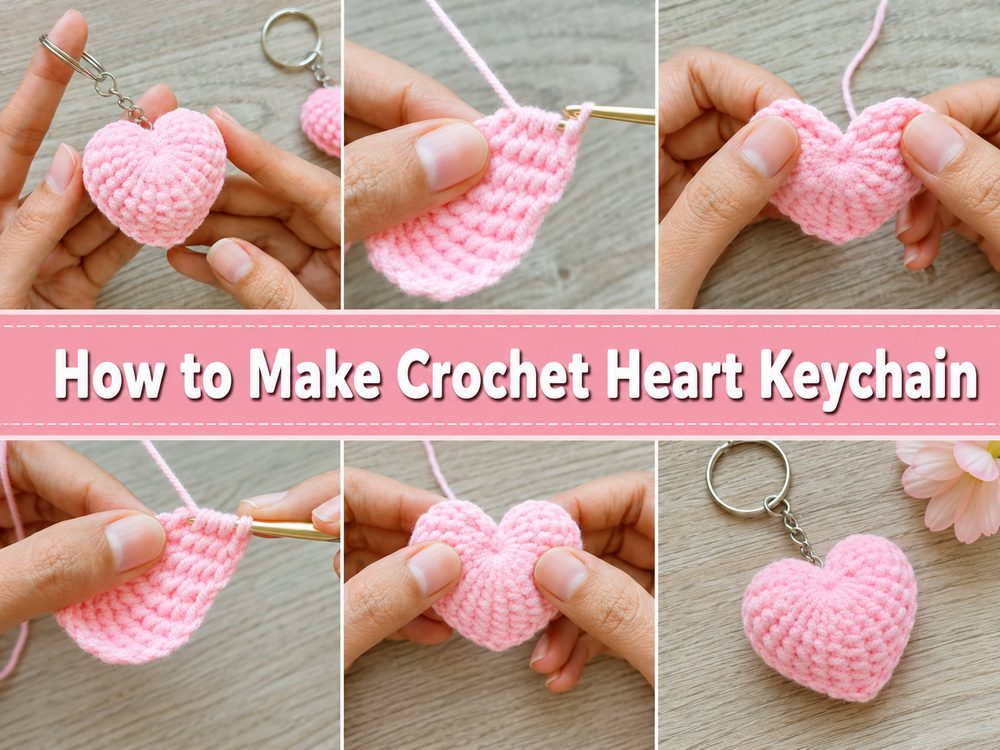 How to Make Crochet Heart Keychain