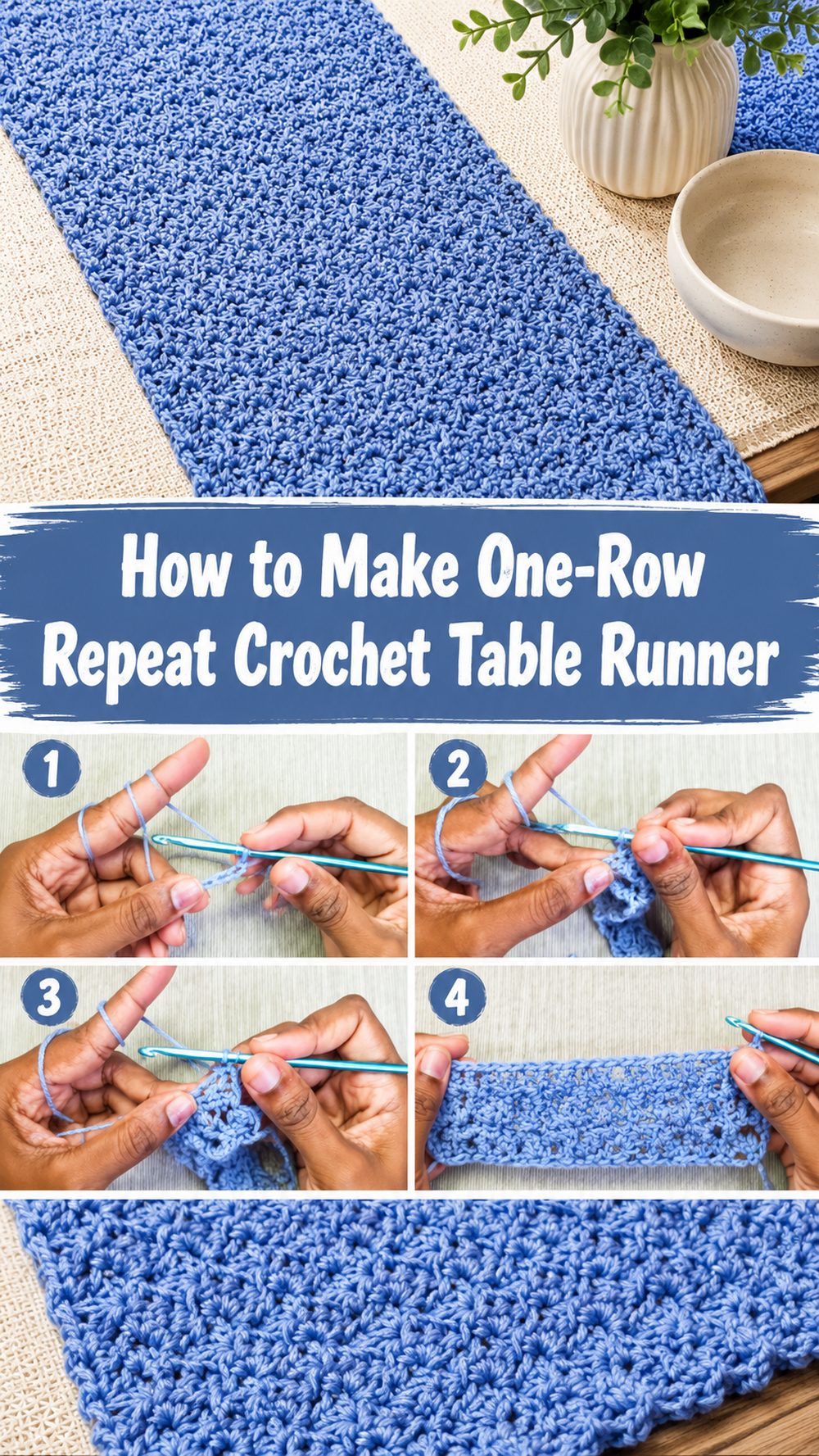 How to Make One-Row Repeat Crochet Table Runner