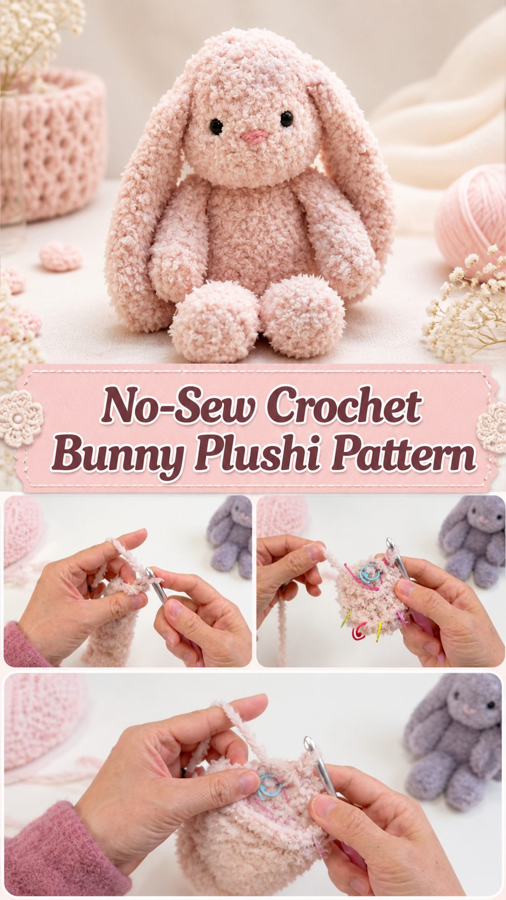 No-Sew Crochet Bunny Plushie Pattern