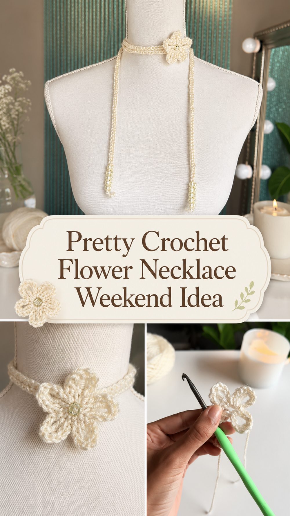 Pretty Crochet Flower Necklace Weekend Idea