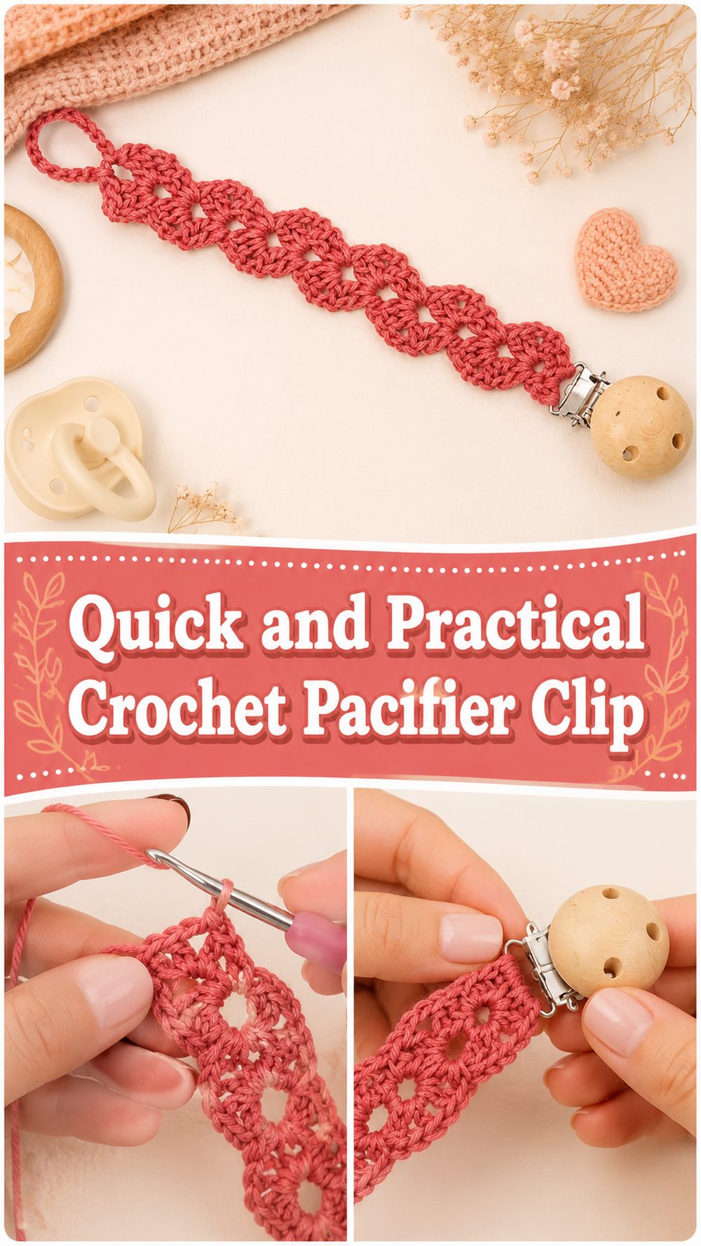 Quick and Practical Crochet Pacifier Clip