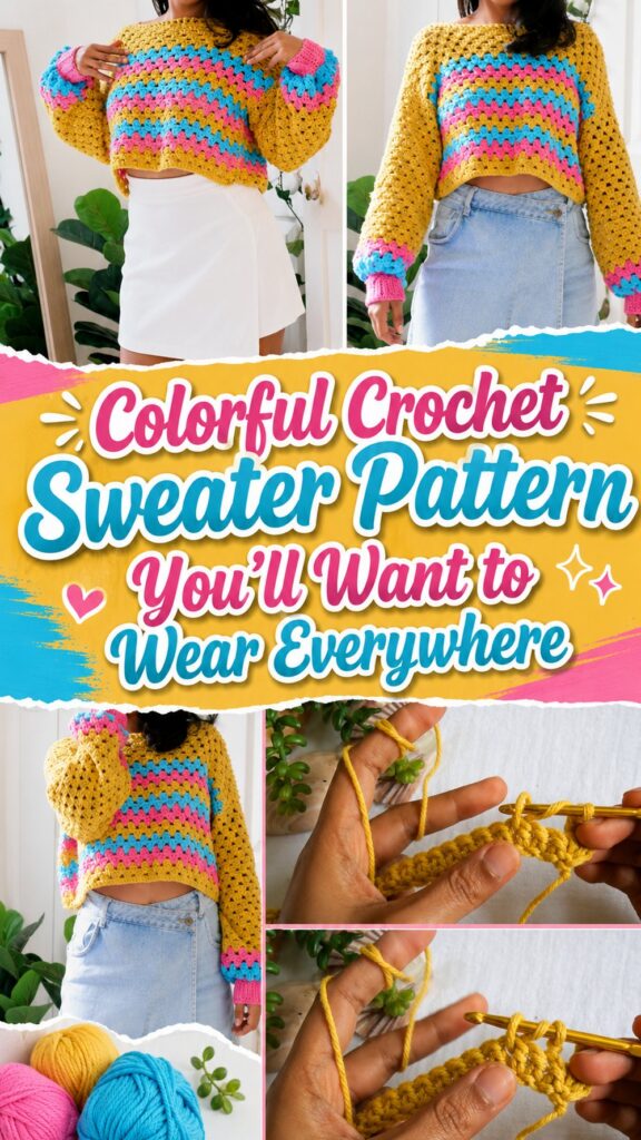 Colorful Crochet Sweater Pattern You’ll Want to Wear Everywhere
