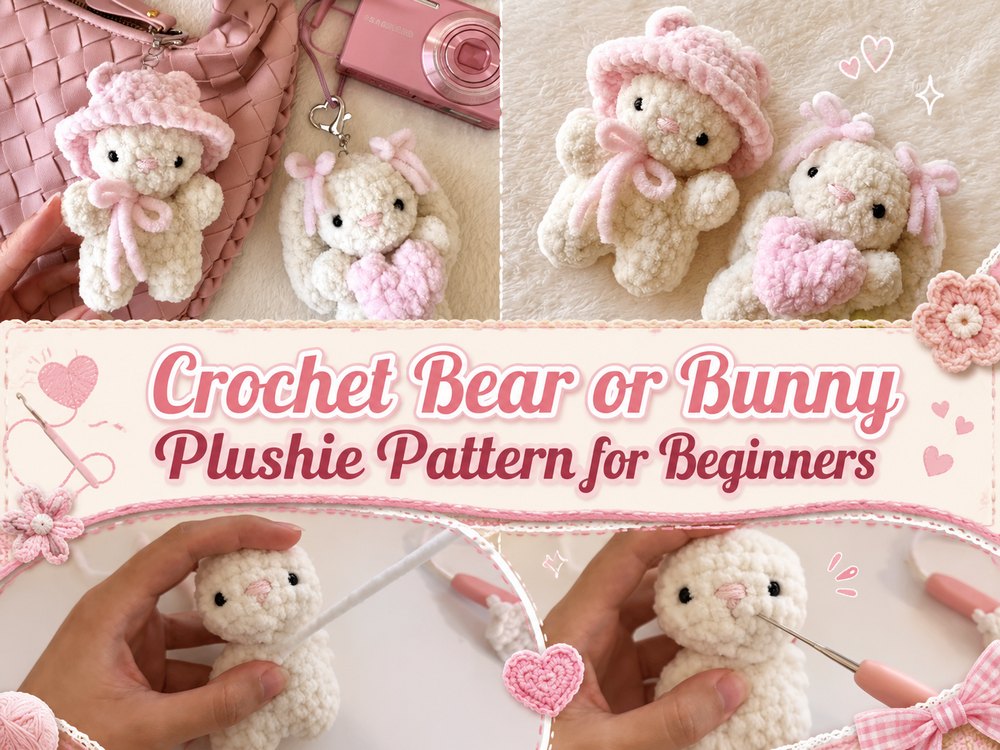Crochet Bear or Bunny Plushie Pattern for Beginners