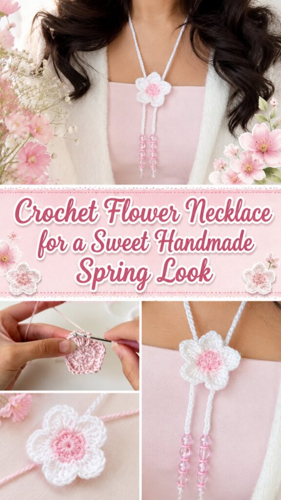 Crochet Flower Necklace for a Sweet Handmade Spring Look