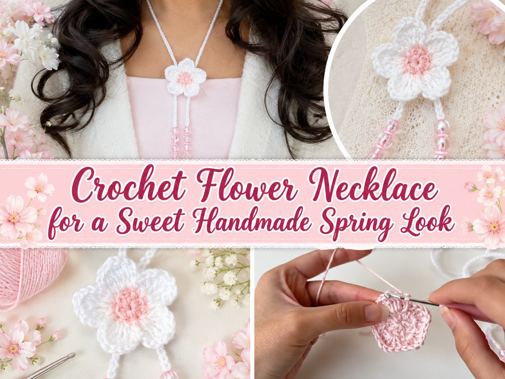 Crochet Flower Necklace for a Sweet Handmade Spring Look