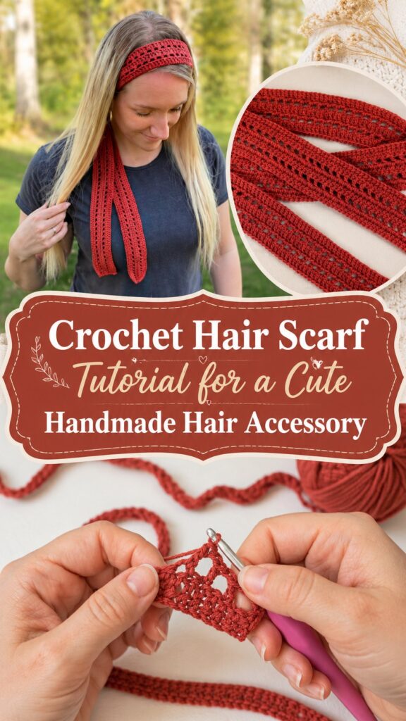 Crochet Hair Scarf Tutorial for a Cute Handmade Hair Accessory