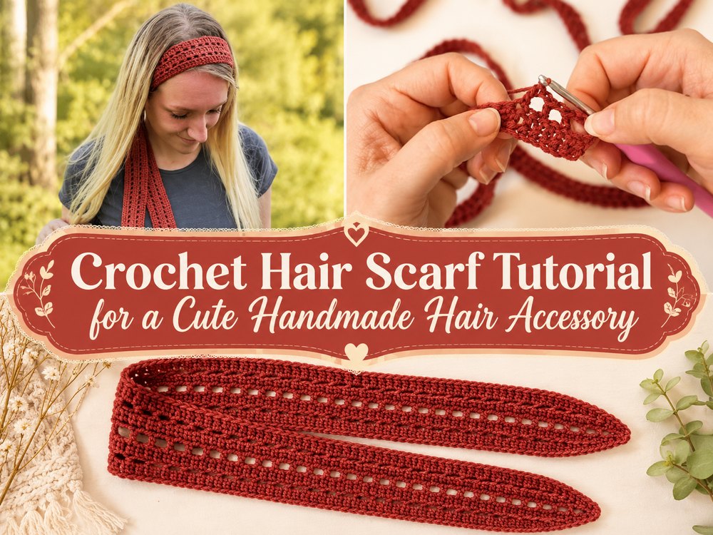 Crochet Hair Scarf Tutorial for a Cute Handmade Hair Accessory