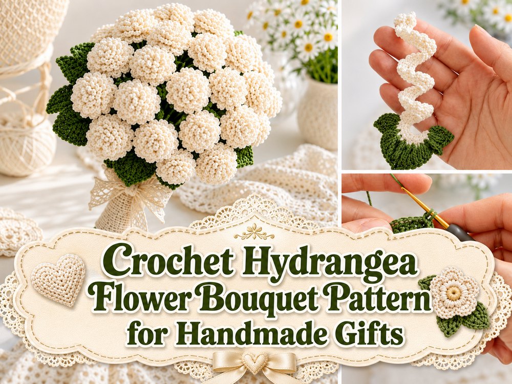 Crochet Hydrangea Flower Bouquet Pattern for Handmade Gifts