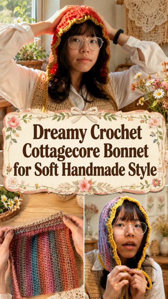 Dreamy Crochet Cottagecore Bonnet for Soft Handmade Style