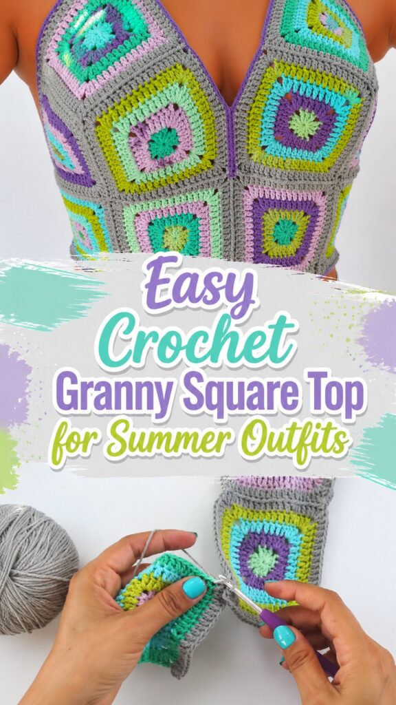 Easy Crochet Granny Square Top for Summer Outfits