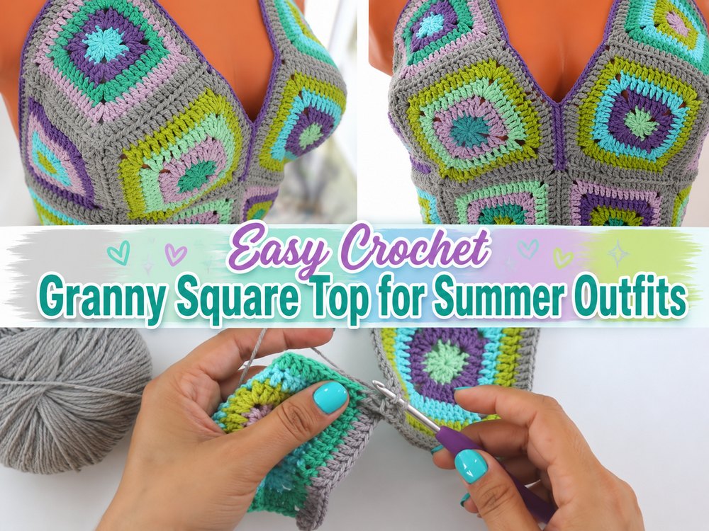 Easy Crochet Granny Square Top for Summer Outfits