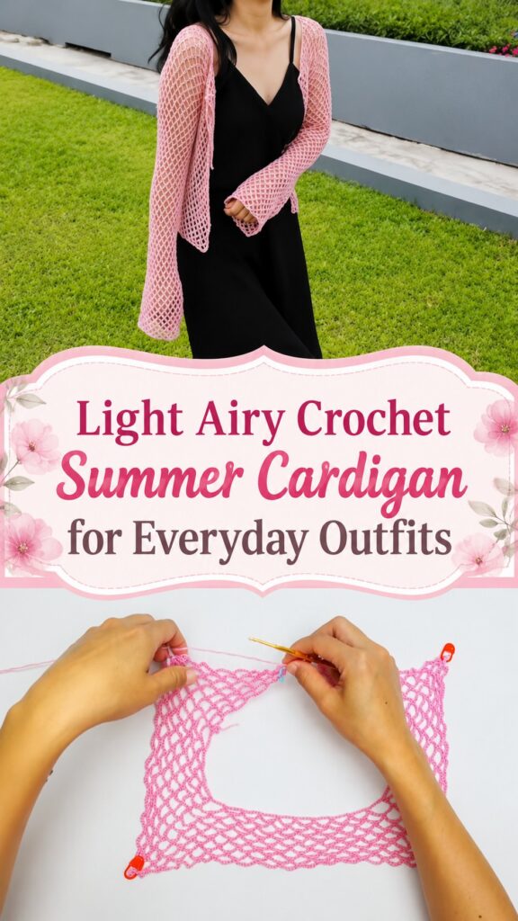 Light Airy Crochet Summer Cardigan for Everyday Outfits