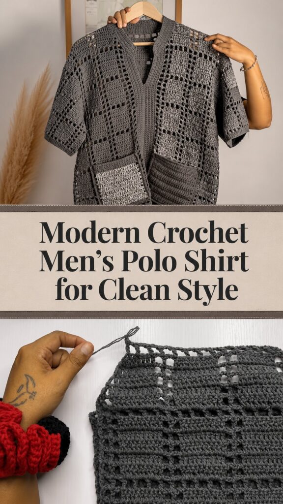 Modern Crochet Men’s Polo Shirt for Clean Style