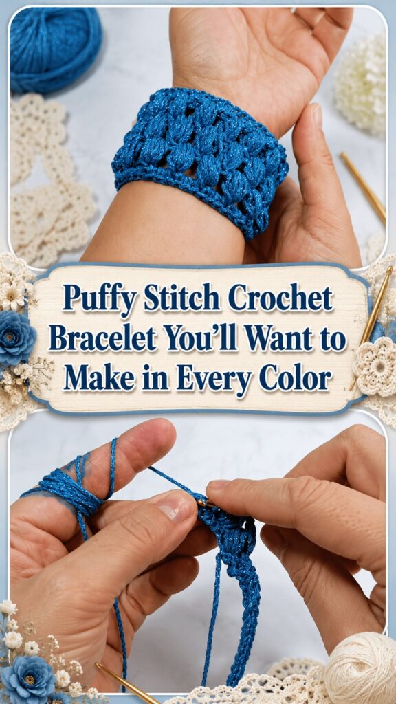 Puffy Stitch Crochet Bracelet You’ll Want to Make in Every Color
