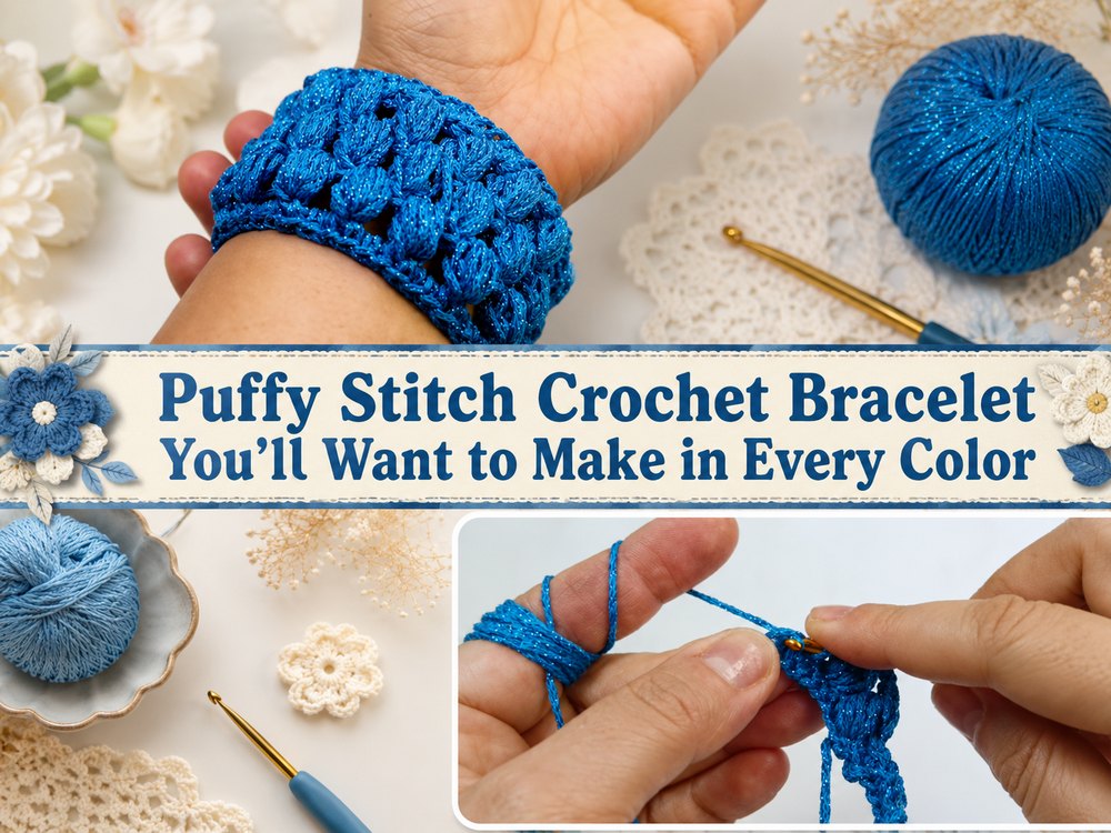 Puffy Stitch Crochet Bracelet You’ll Want to Make in Every Color