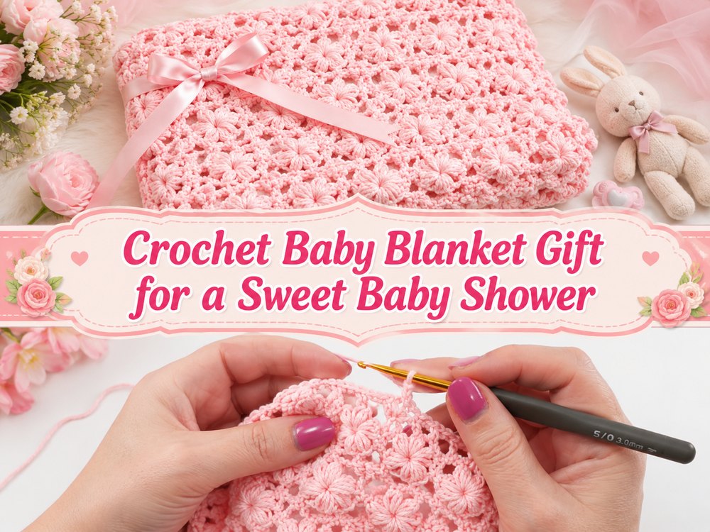 Sweet Crochet Baby Blanket Gift for Baby Shower