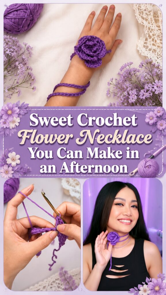 Sweet Crochet Flower Necklace You Can Make in an Afternoon