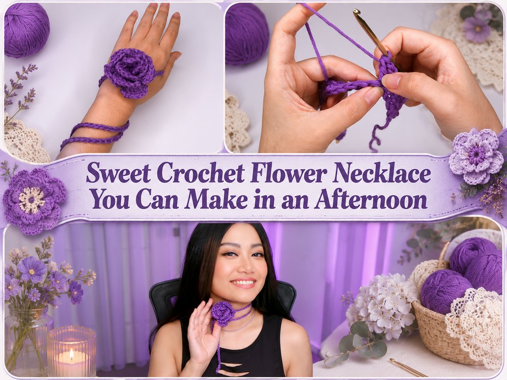 Sweet Crochet Flower Necklace You Can Make in an Afternoon
