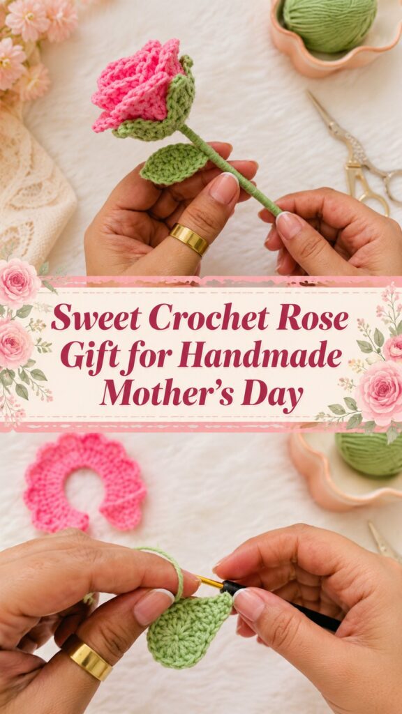 Sweet Crochet Rose Gift for Handmade Mother’s Day